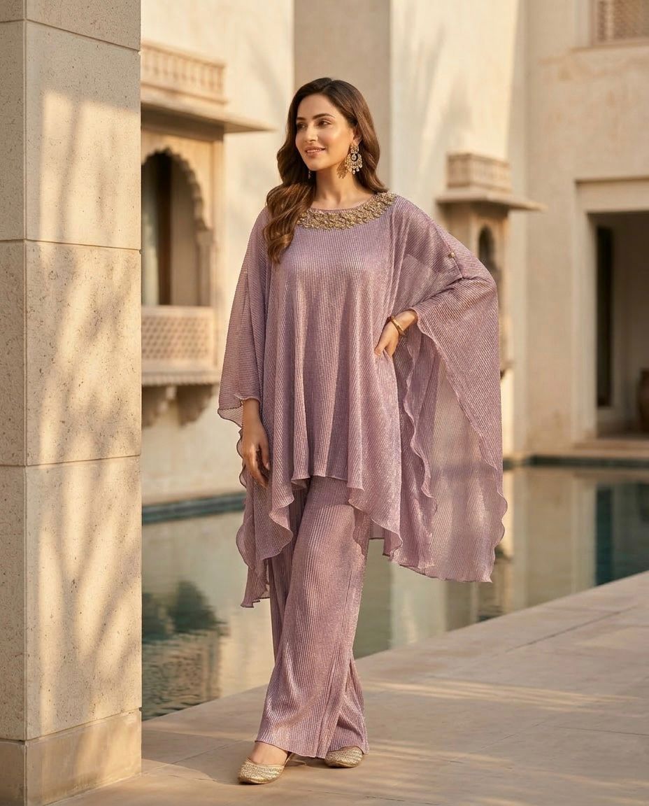 Indowestern short poncho