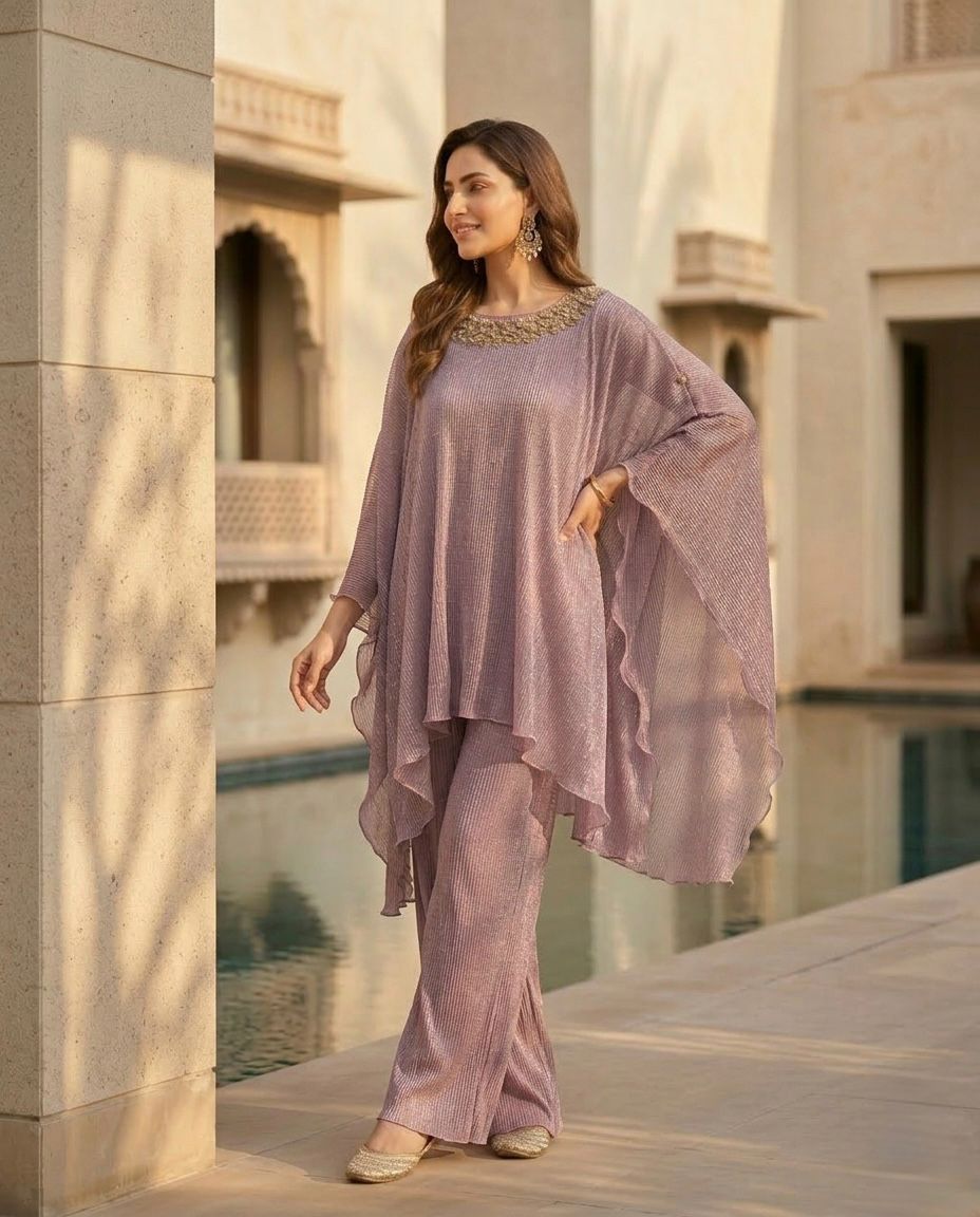 Indowestern short poncho