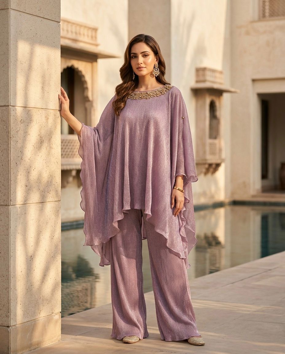 Indowestern short poncho