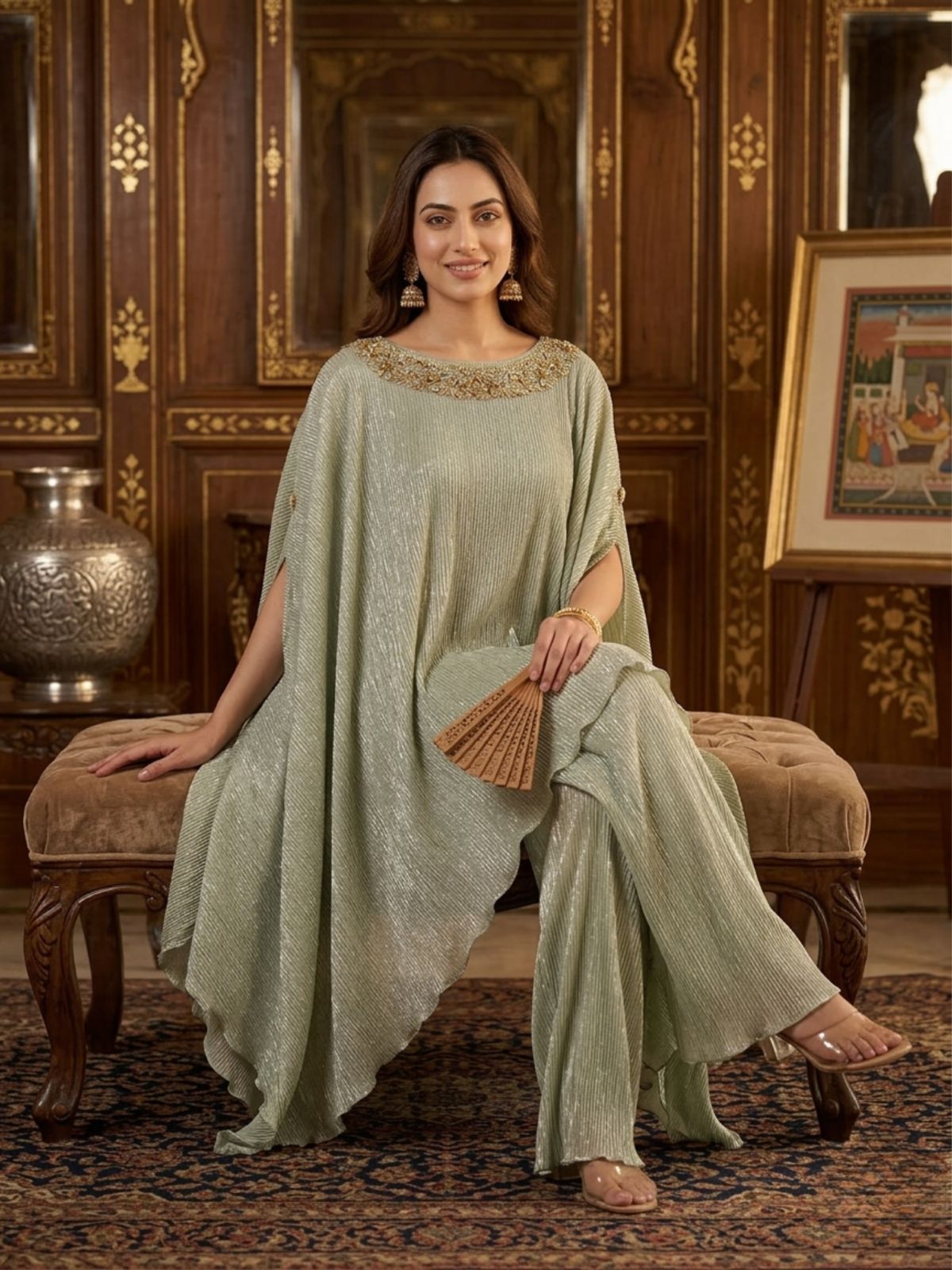 Indowestern short poncho