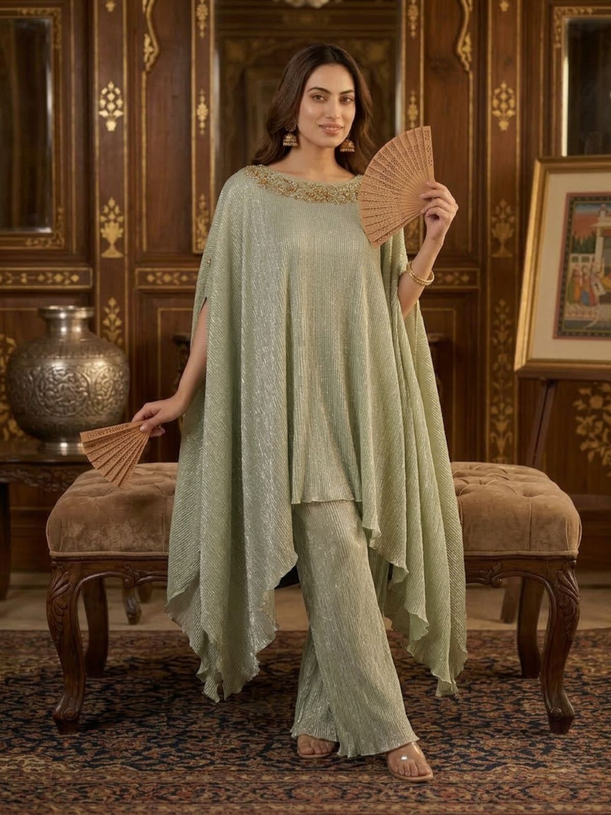 Indowestern short poncho