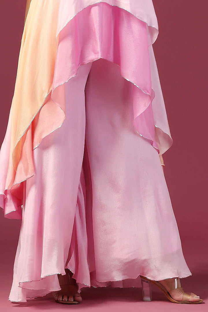 Indo western High  low layers pocho with plazoo