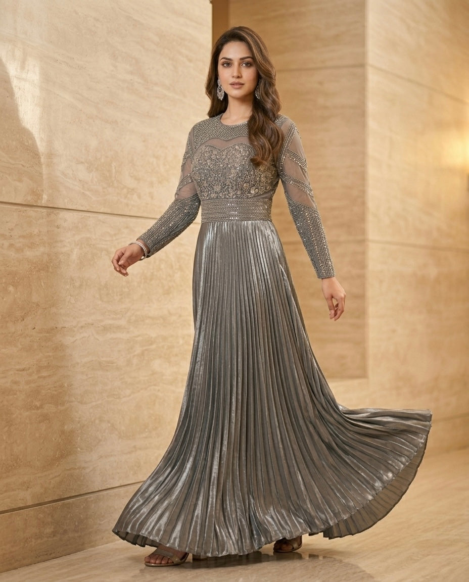 Indo western  gown with full sleeves