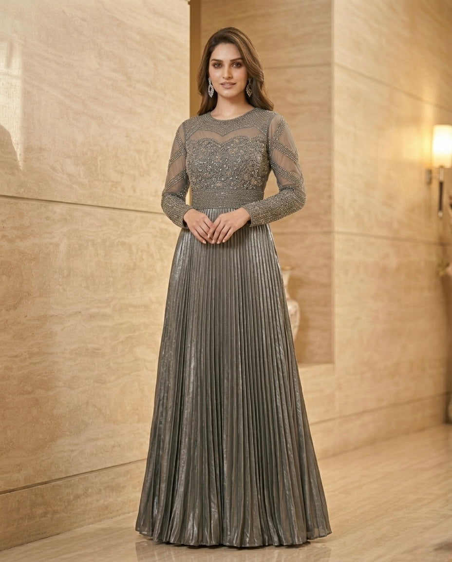 Indo western  gown with full sleeves