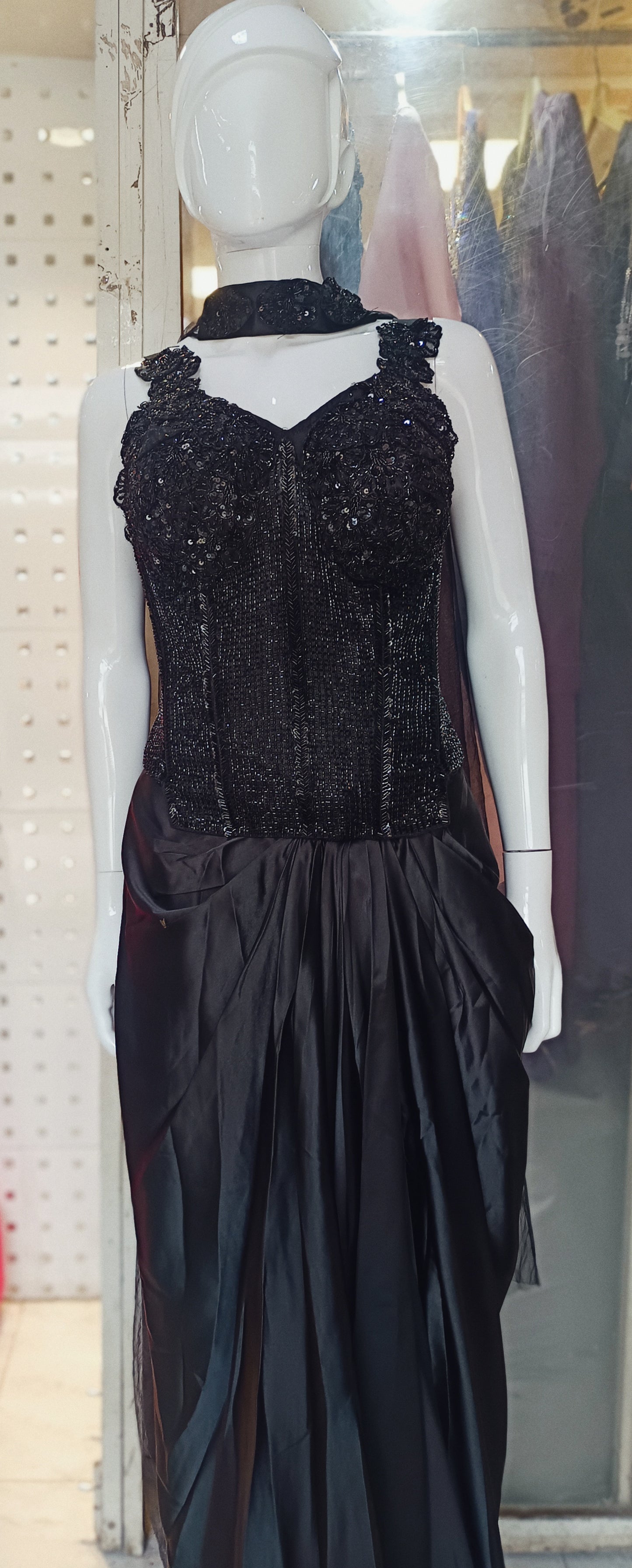 Indowestern drap skirt with codeset top