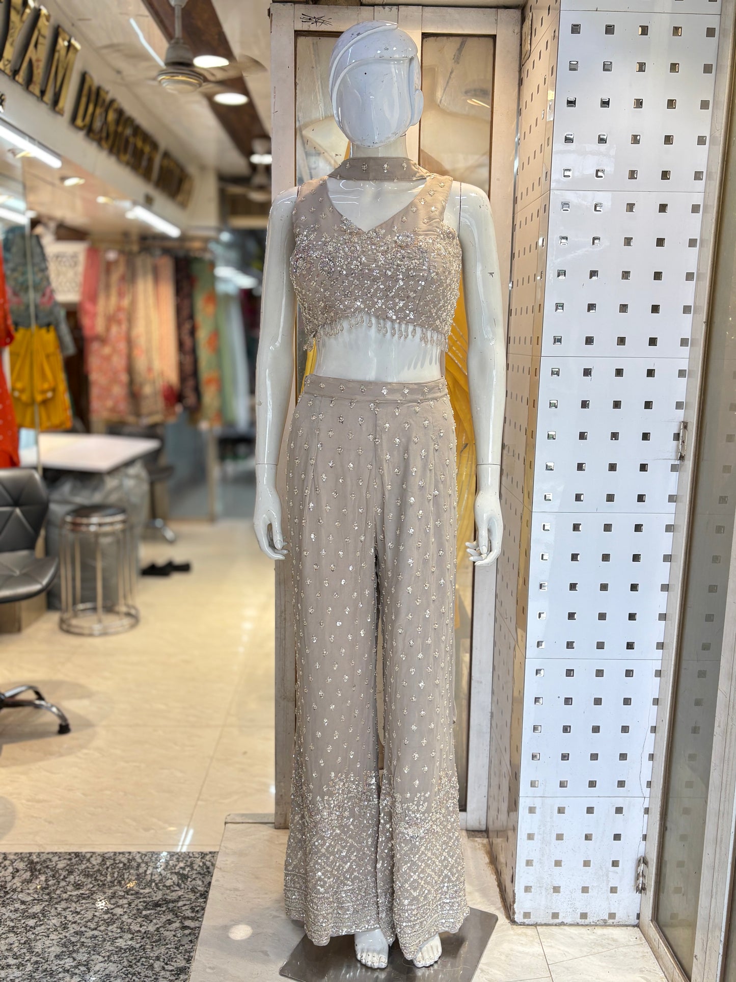 Indowestern crop top & bell bottom