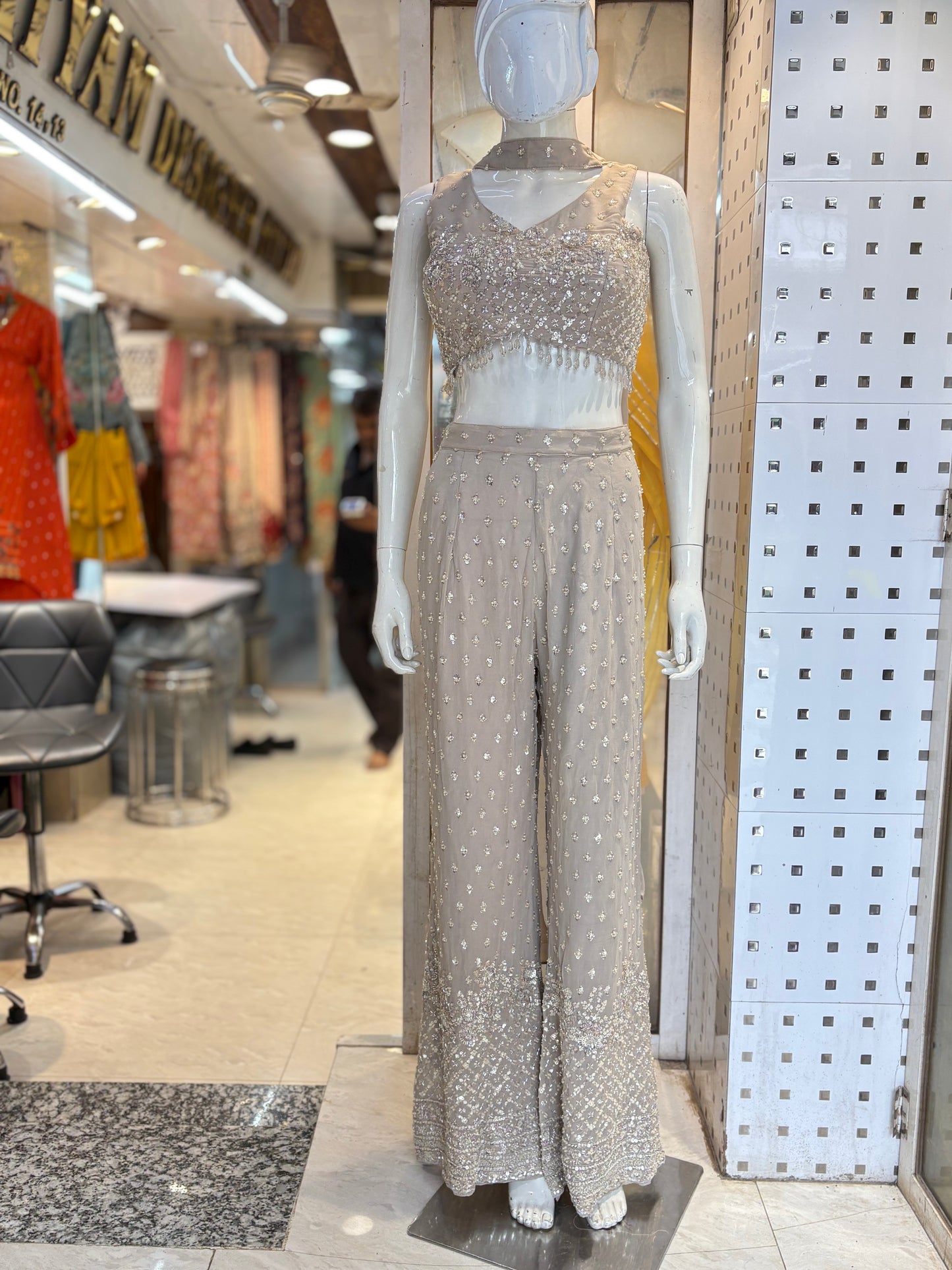 Indowestern crop top & bell bottom