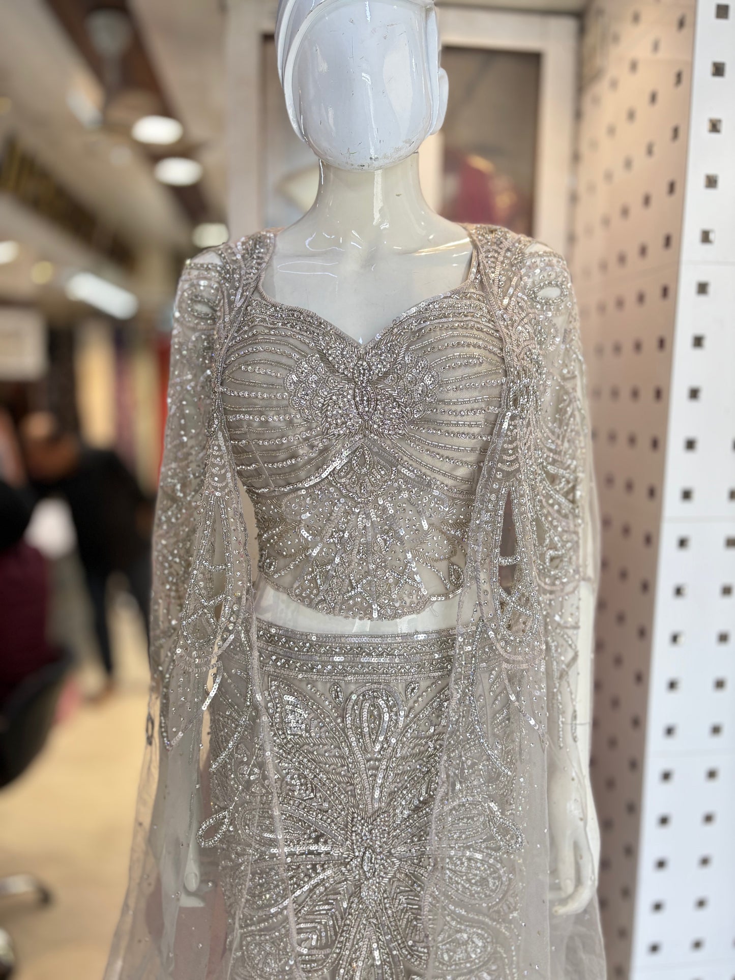 Fishcut lehanga choli with designer cape