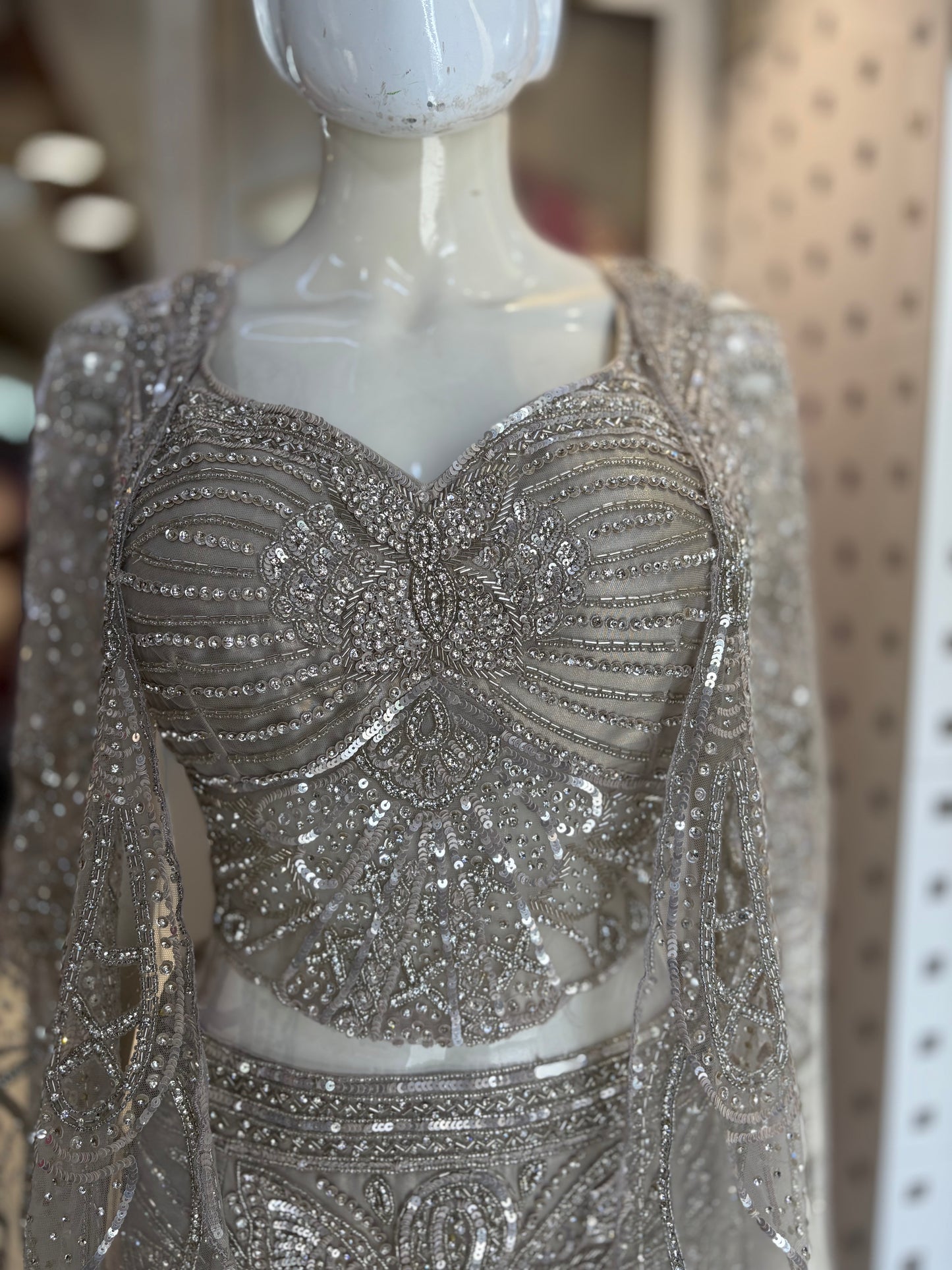 Fishcut lehanga choli with designer cape