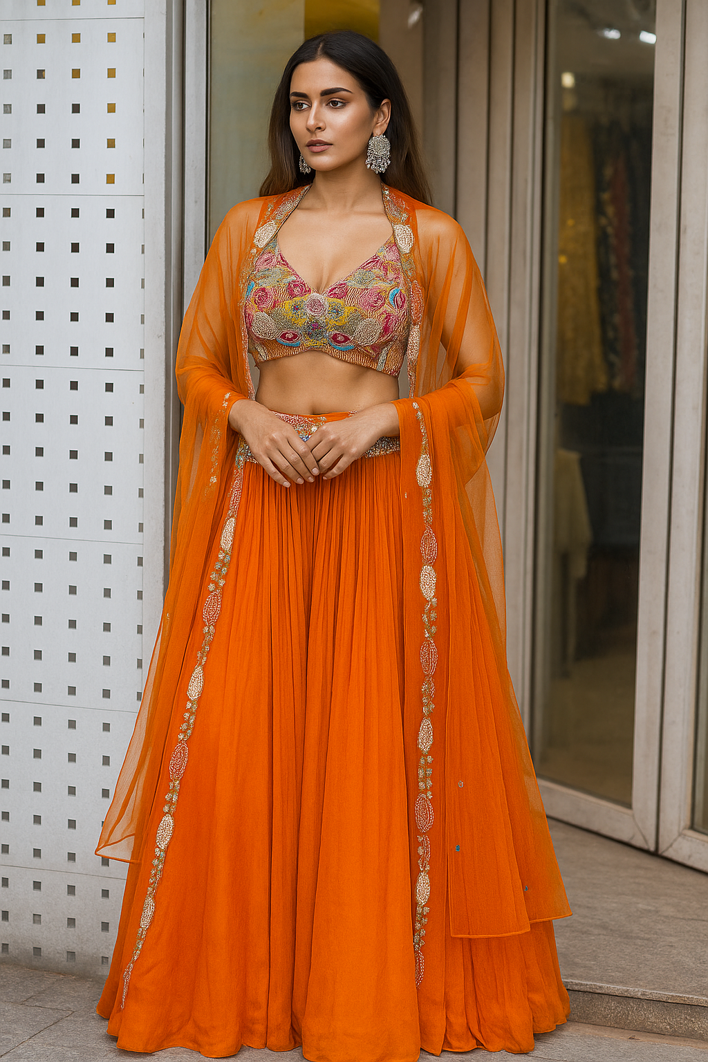 Indowestern lehanga choli with shrug