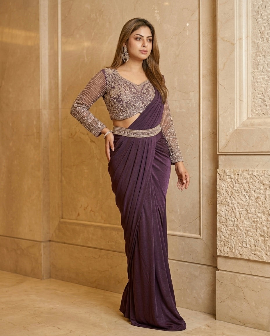 Indowester  drape saree with blouse