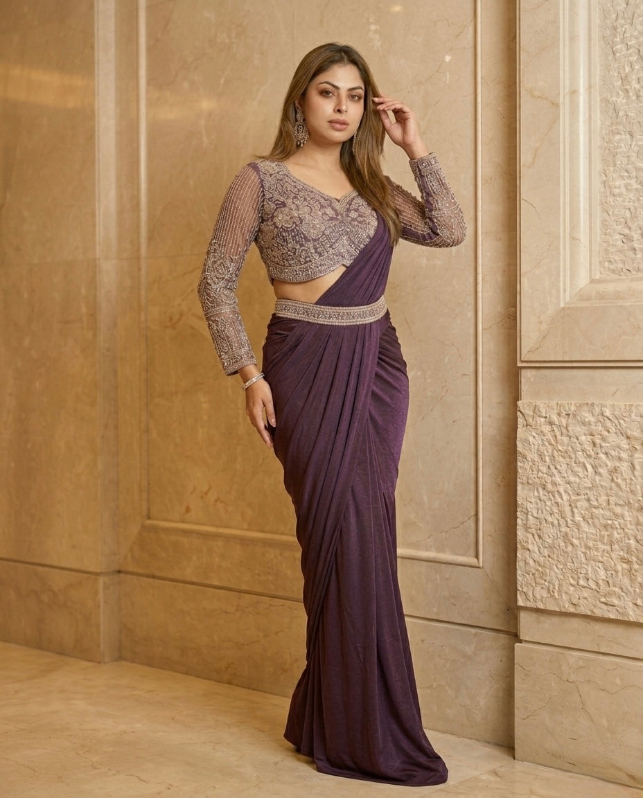 Indowester  drape saree with blouse
