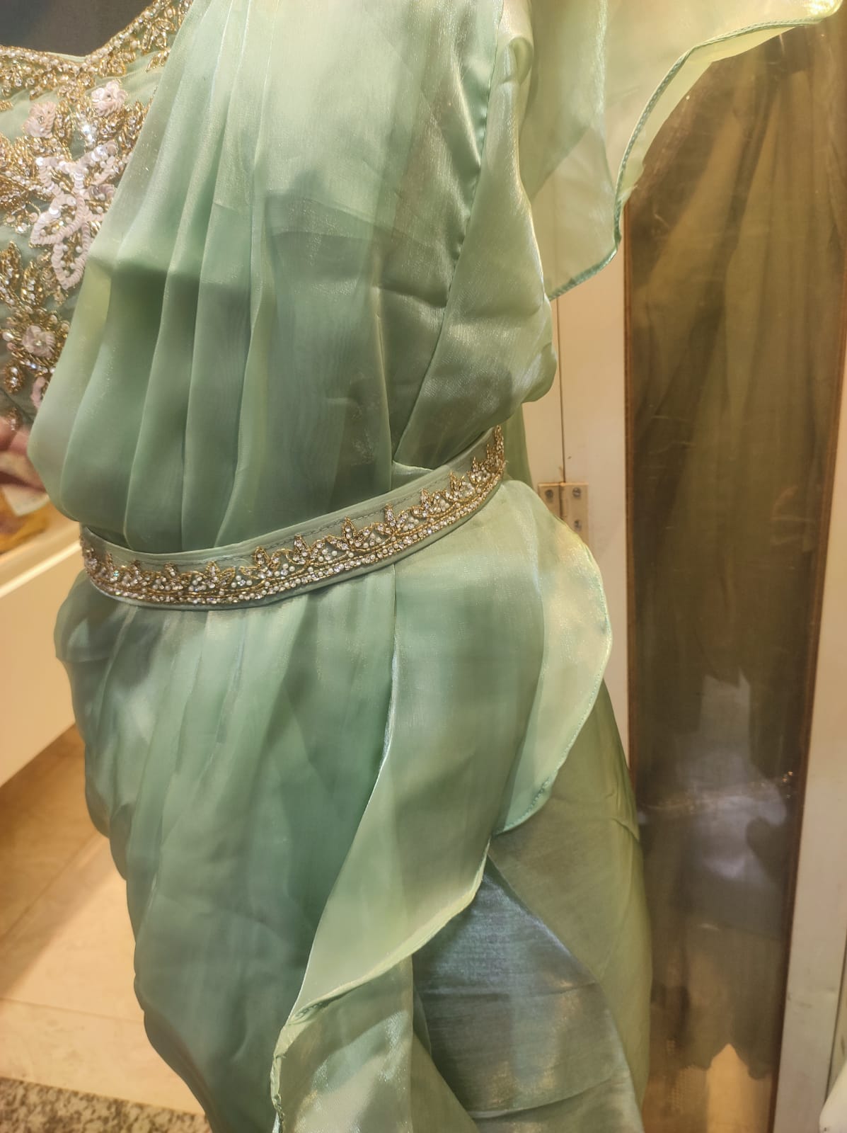 Organza-Ruffle Saree