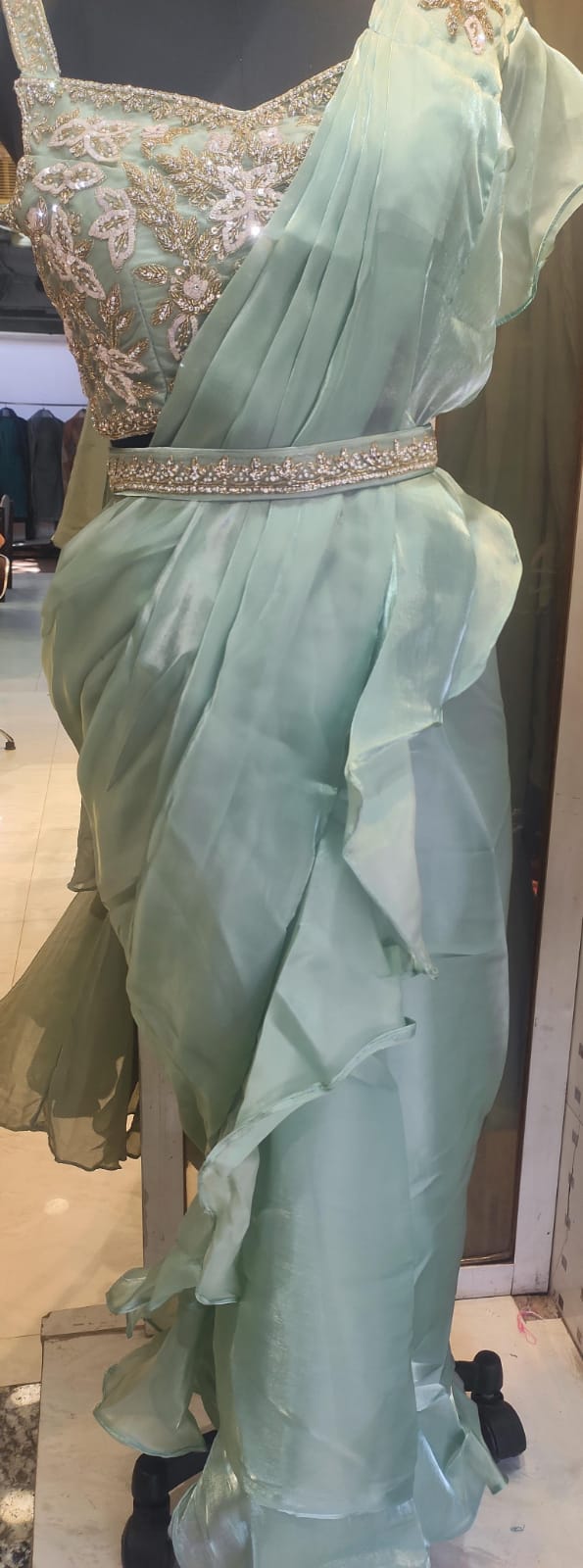 Organza-Ruffle Saree