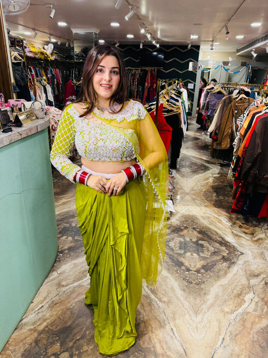 Indowestern drap skirt with croptop