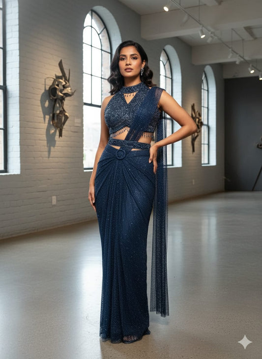 crop top with drape skirt