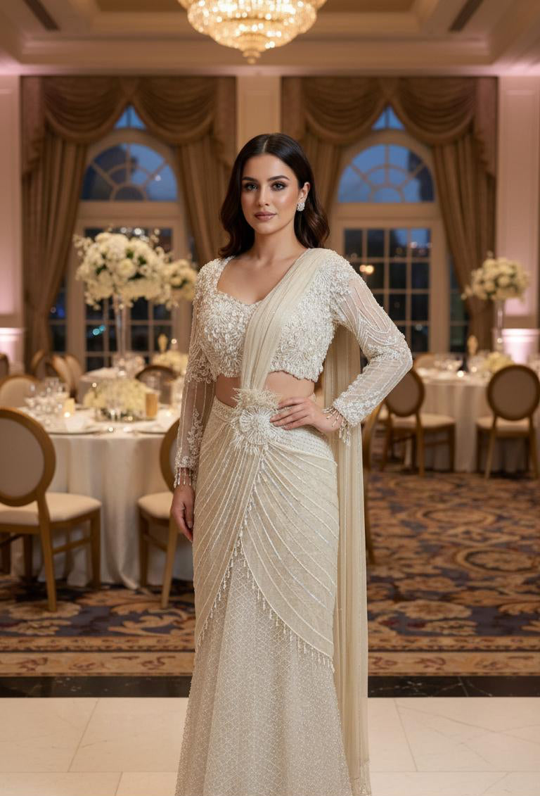 Indo western skirt with drape