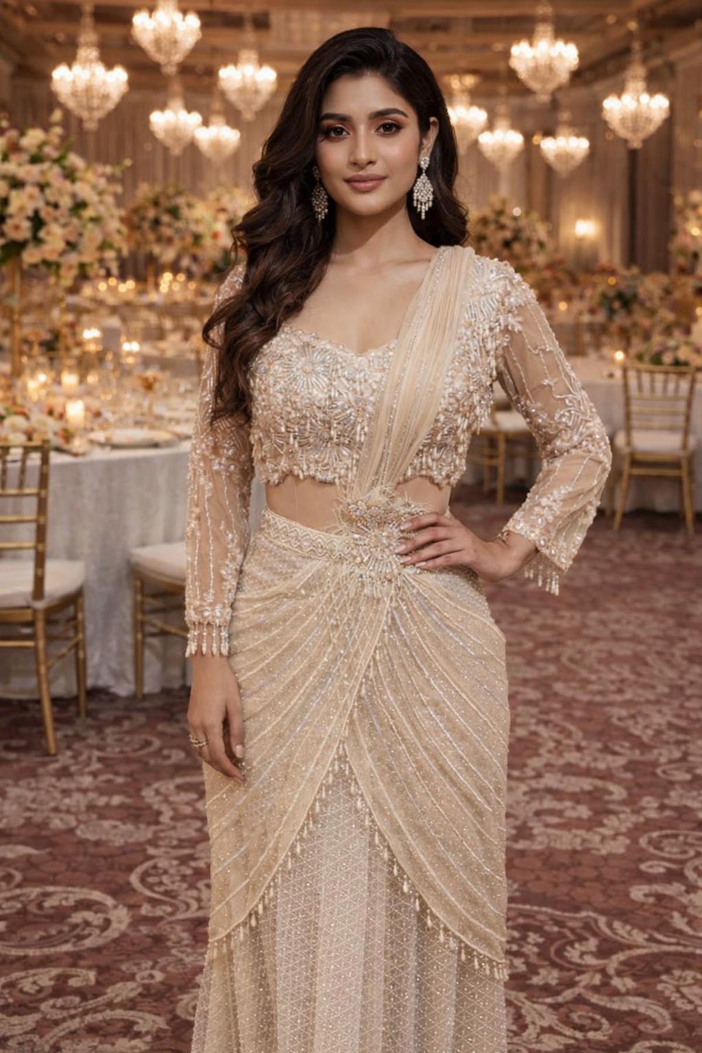 Indo western skirt with drape