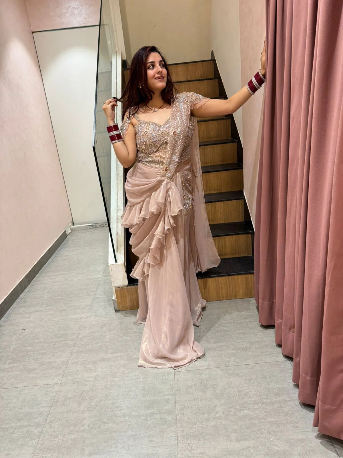 Indowester drap skirt saree