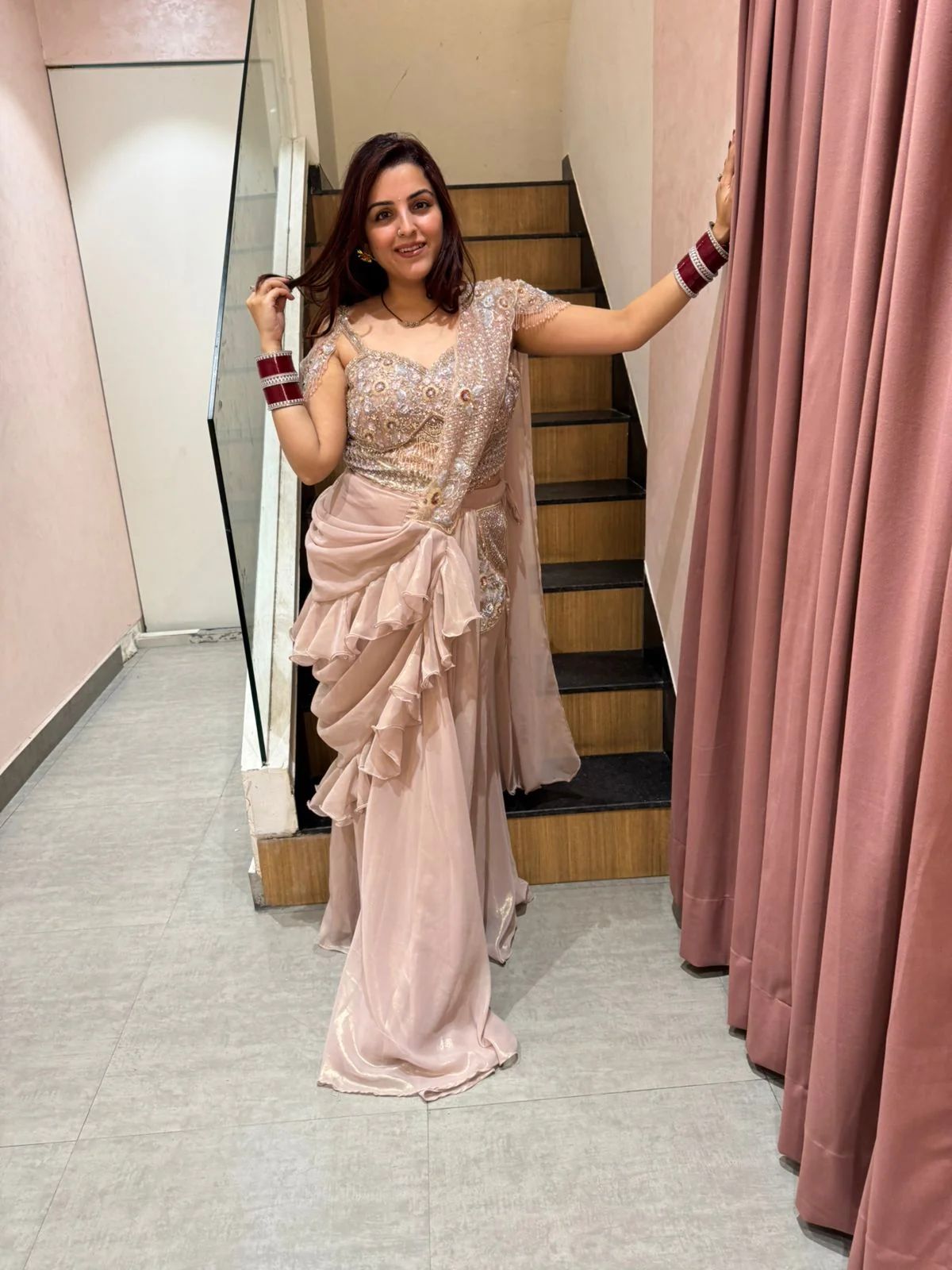 Indowester drap skirt saree