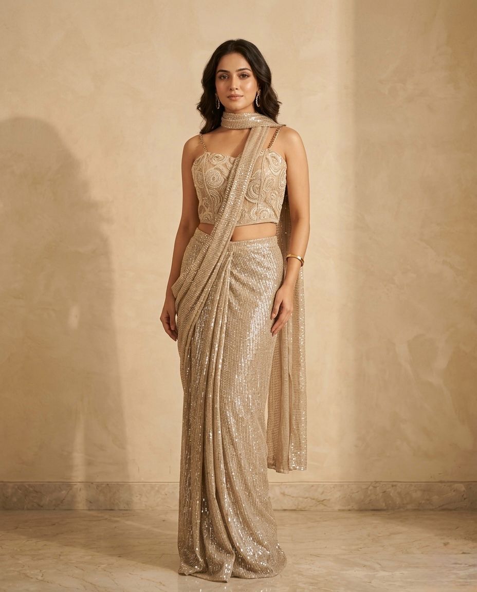 Indowester  drape saree with blouse