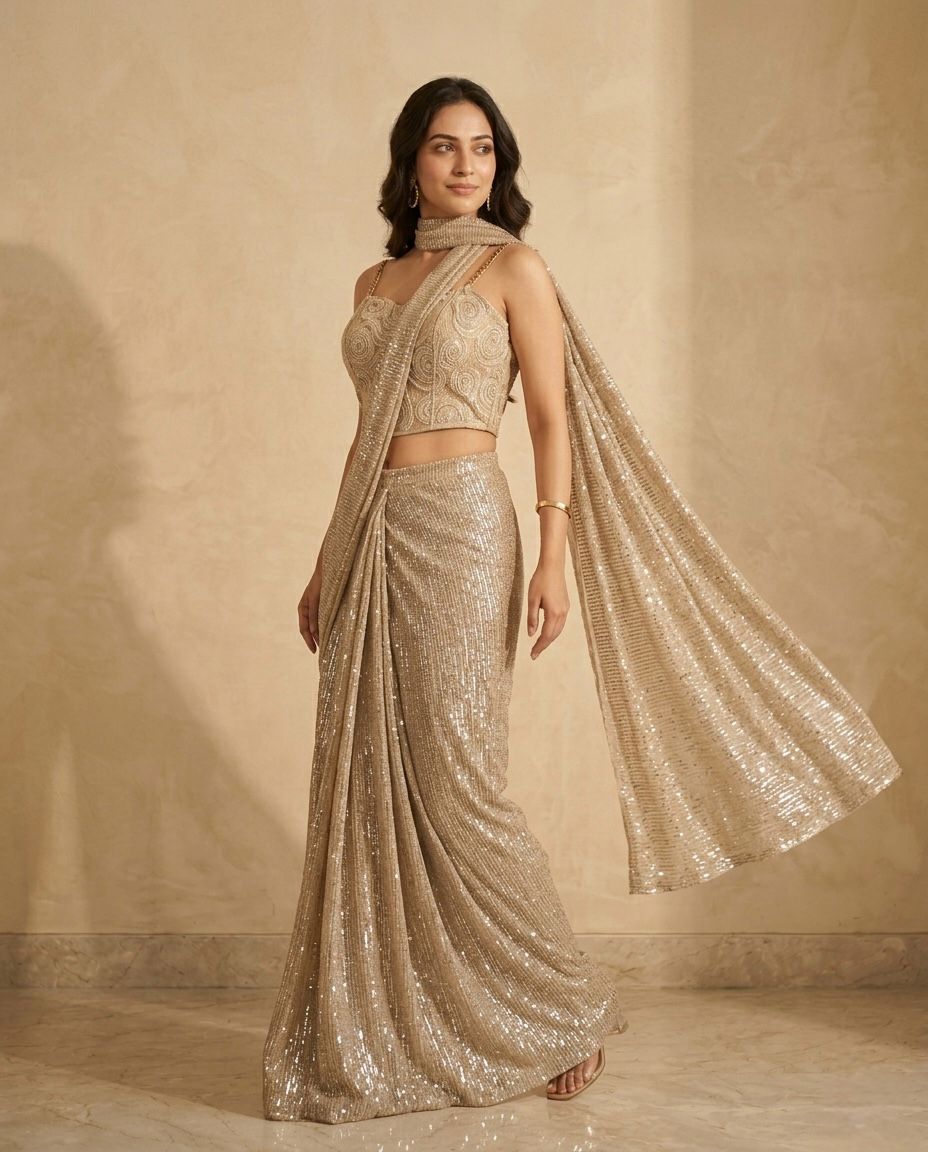 Indowester  drape saree with blouse