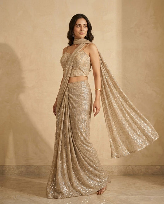Indowester  drape saree with blouse