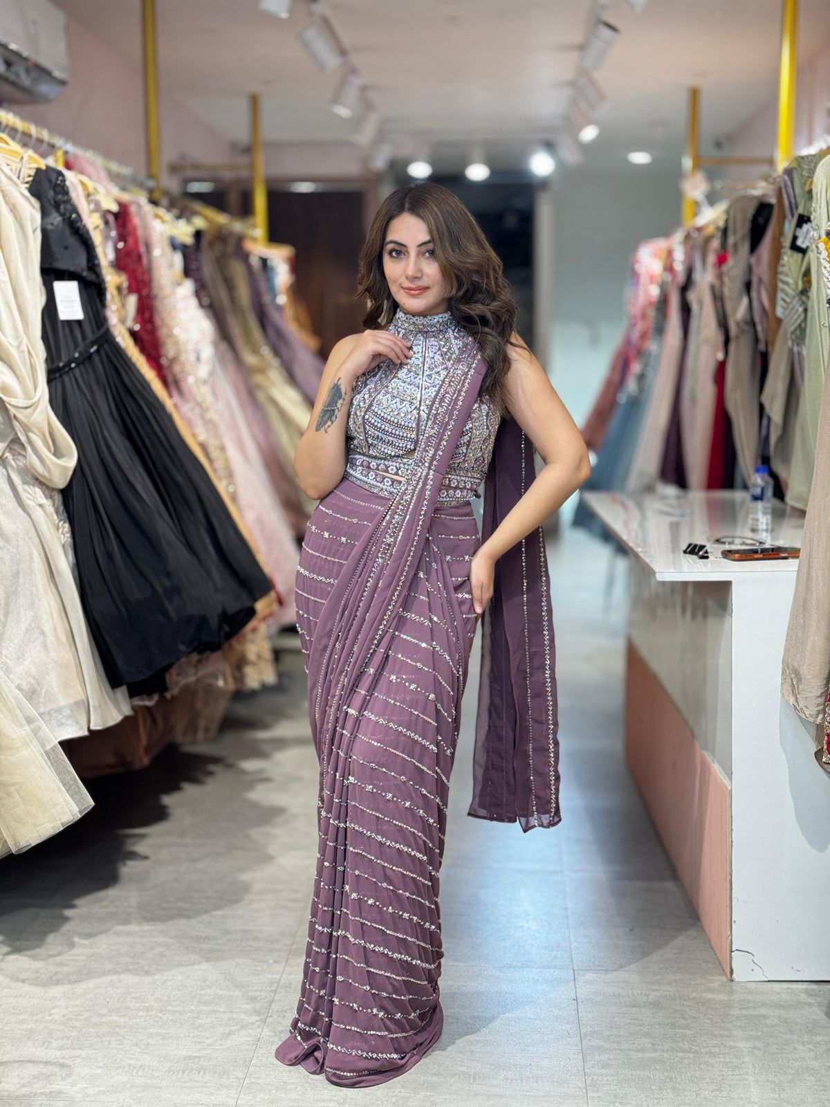 Indo western saree