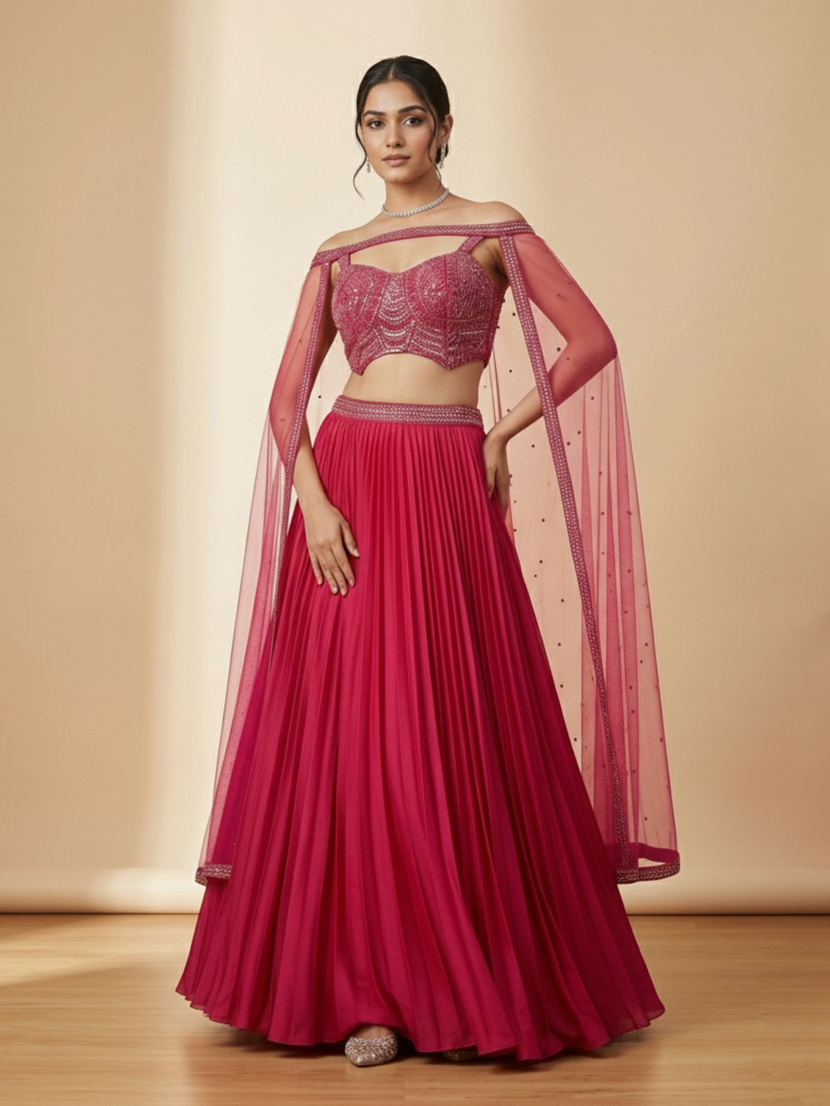 crop top and Fishcut with attach drape