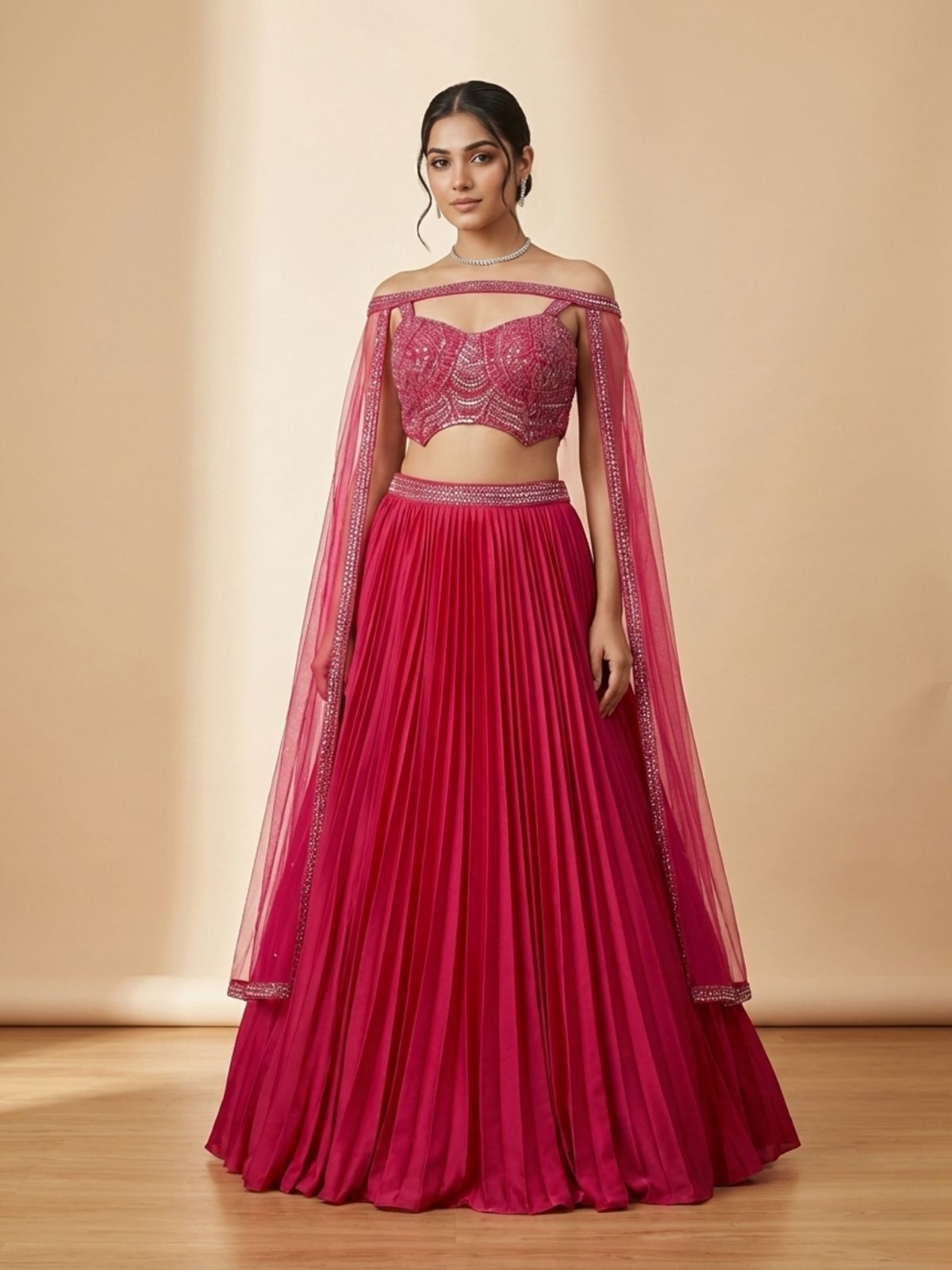 crop top and Fishcut with attach drape