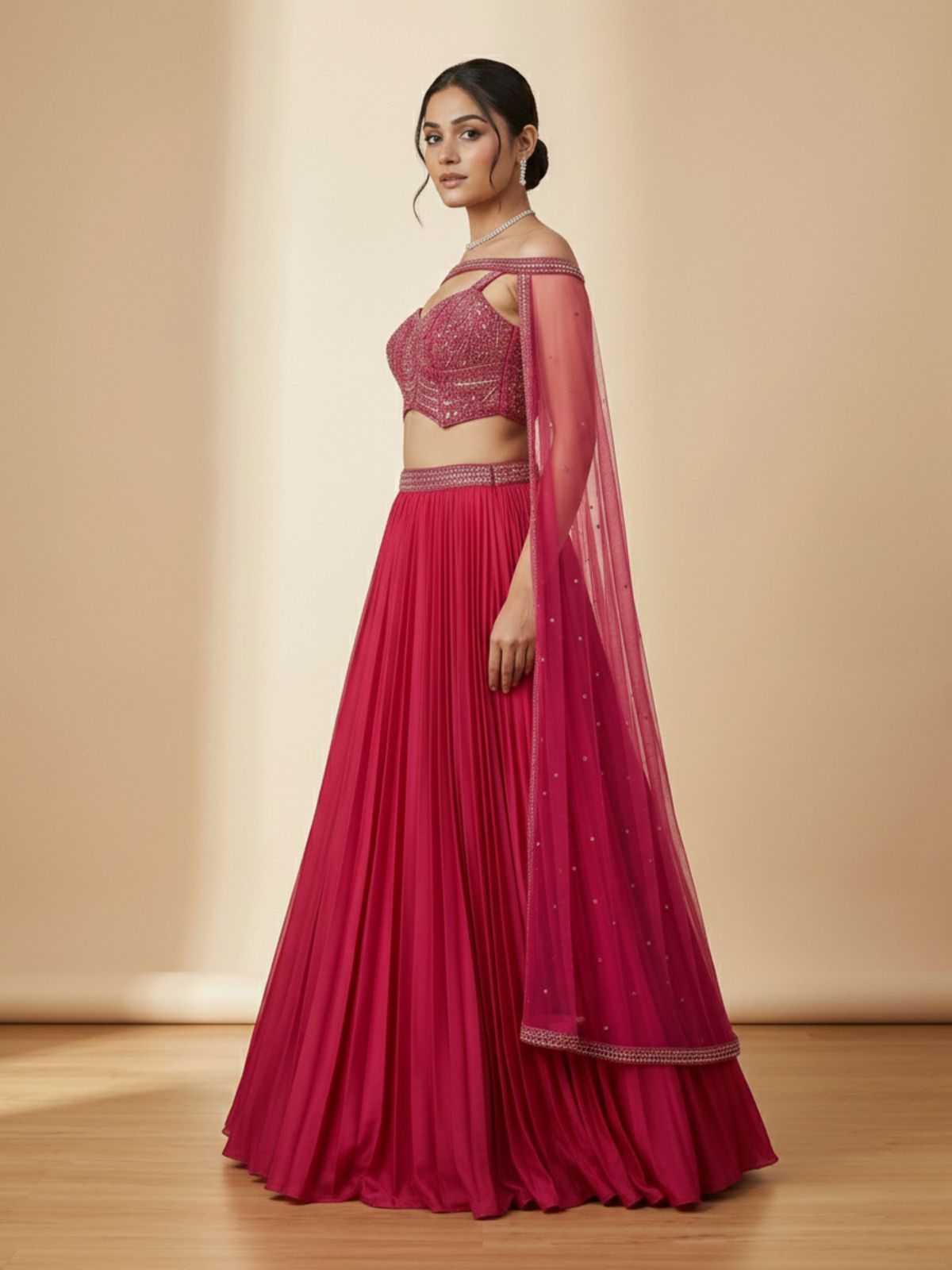 crop top and Fishcut with attach drape