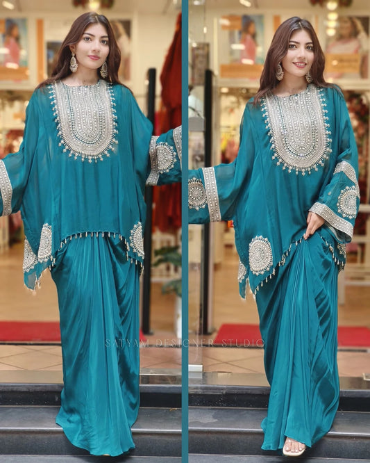 Indowestern drape skirt  poncho style
